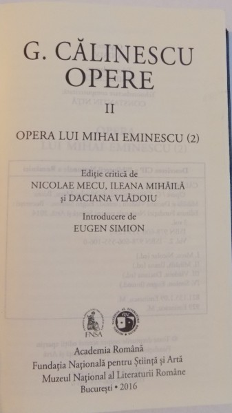 OPERE VIATA LUI MIHAI EMINESCU VOL I II OPERA LUI MIHAI EMINESCU