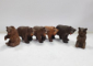 Lot format din sase ursi din lemn sculpati manual, Padure Neagra, Secol XX