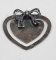 Semn de carte din argint in forma de inima decorat cu funda, Secol XX