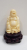 BUDDHA RAZAND , STATUETA DIN FILDES PE SOCLU DIN LEMN , CHINA , SECOLUL XX