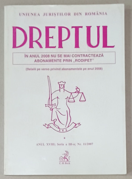 '  DREPTUL ' REVISTA JURIDICA , NR. 11 / 2007