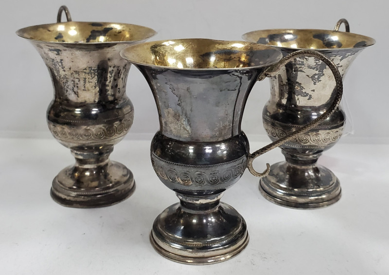 3 cescute din argint, aurite la interior, cca. 1900