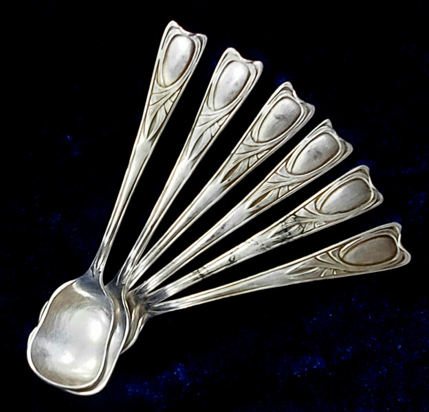 6 Lingurite pentru desert, Art nouveau Viena, cca. 1906