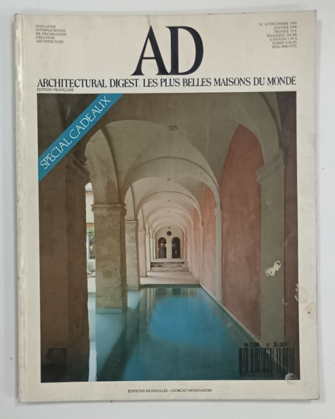 AD , ARCHITECTURAL DIGEST . ARCHITECTURE , DECORATION , ARTS . DESIGN , TEXT IN LIMBA FRANCEZA , DEC. 1989