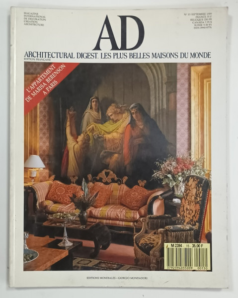 AD , ARCHITECTURAL DIGEST . ARCHITECTURE , DECORATION , ARTS . DESIGN , TEXT IN LIMBA FRANCEZA , SEPTEMBRE 1989