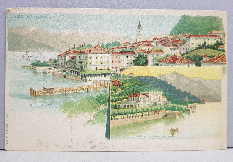 A.D. XENOPOL CATRE ELIZA XENOPOL * , CARTE POSTALA ILUSTRATA , CROMOLITOGRAFIE , HOTEL DE LA GRANDE BRETAGNE  CIRCULATA , CLASICA , 1900