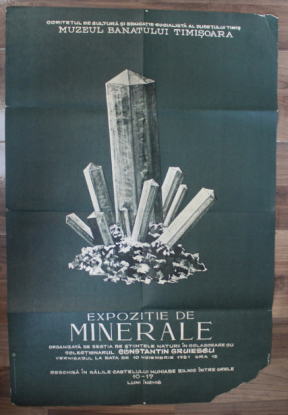 AFISUL EXPOZITIEI DE MINERALE , SALILE CASTELUI HUNIADE , 1981