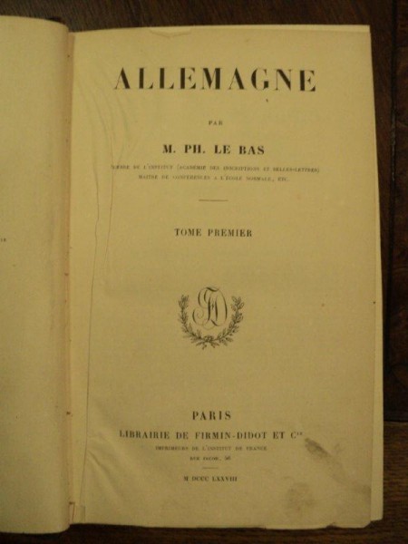 Allemagne, Germania Ph. Le Bas, Tom I, Paris 1878