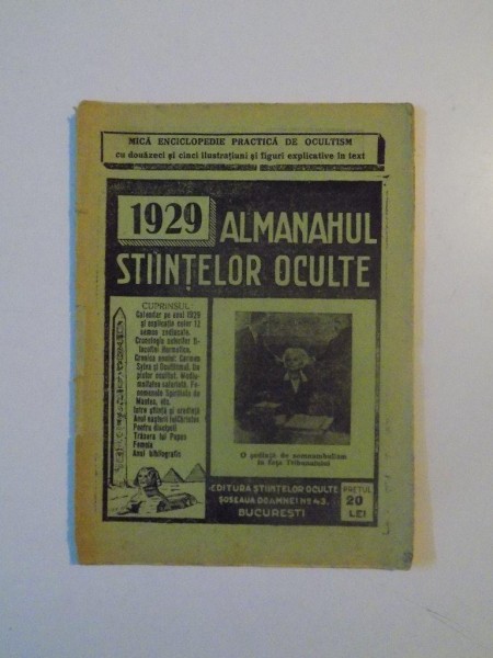 ALMANAHUL STIINTELOR OCULTE PE ANUL 1929