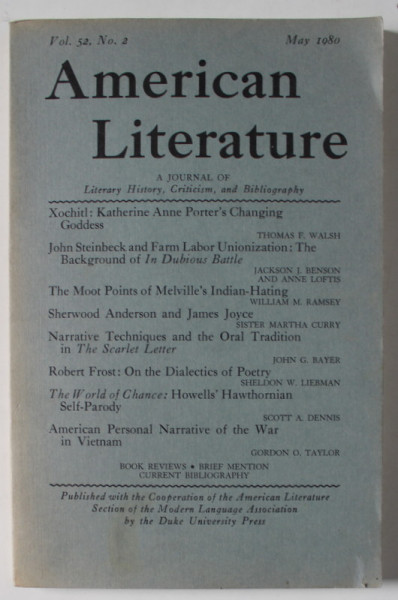 AMERICAN LITERATURE , A JOURNAL OF LITERARY HISTORY , CRITICISM , AND BIBLIOGRAPHY , NO. 2, 1980