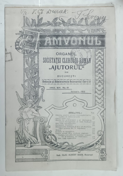 AMVONUL , ORGANUL SOCIETATII CLERULUI ROMAN ' AJUTORUL ' DIN BUCURESTI , NR. 10 , 1912