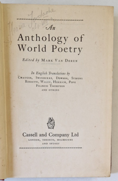 AN ANTHOLOGY OF WORLD POETRY by MARK VAN DOREN , 1929