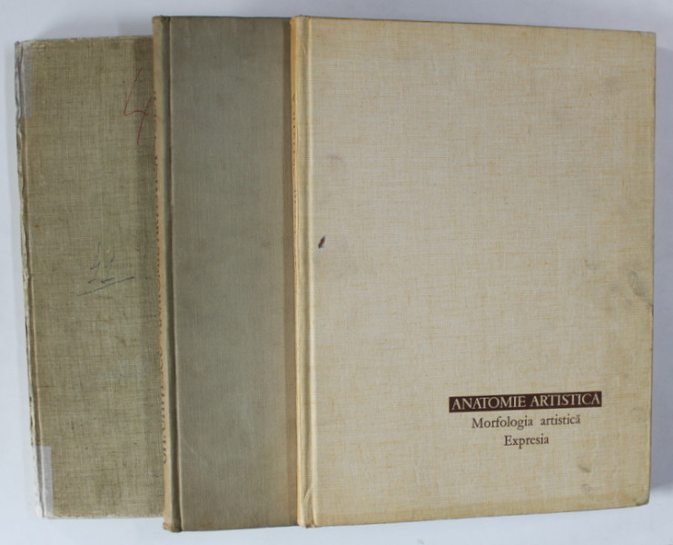 ANATOMIE ARTISTICA , VOL I - CONSTRUCTIA CORPULUI , VOL II - FORMELE CORPULUI IN REPAUS SI MISCARE , VOL III - MORFOLOGIA ARTISTICA . EXPRESIA de GH. GHITESCU , 1963,1965 , VOLUMUL 3 ARE COTORUL LIPIT CU SCOCI