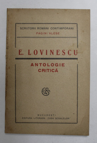 ANTOLOGIE CRITICA de E. LOVINESCU , 1921