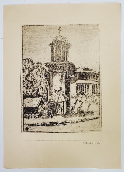 Anton Kaindl (1872-1951) - Biserica, Gravura