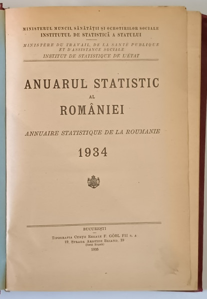 ANUARUL STATISTIC AL ROMANIEI 1934 , 1935