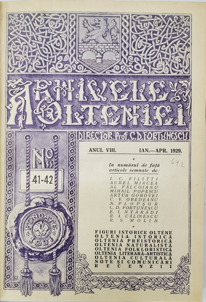 ARHIVELE OLTENIEI, ANUL VIII , NR. 41-46 , 1929