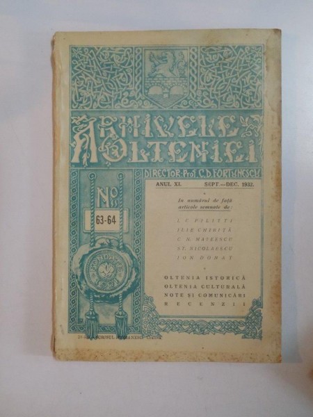 ARHIVELE OLTENIEI, ANUL XI, NR 63-64, SEPT-DEC 1932