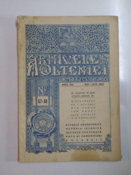 ARHIVELE OLTENIEI, ANUL XII, NR 67-68, MAI-AUG 1933