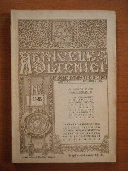 ARHIVELE OLTENIEI, ANUL XV, NR. 83-85, IAN-IUNIE 1936