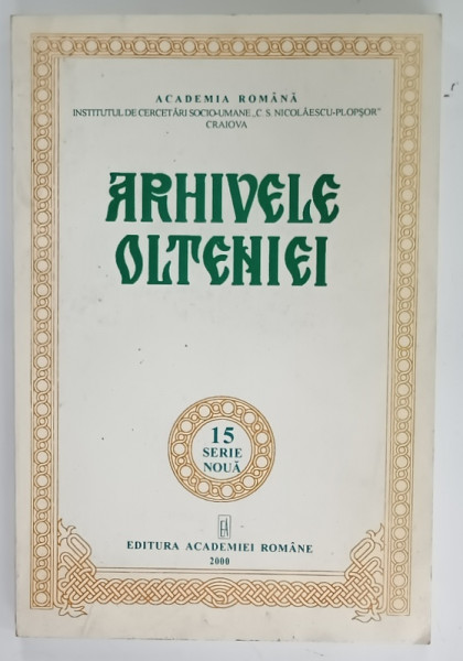 ARHIVELE OLTENIEI ,  NR. 15 , 2000
