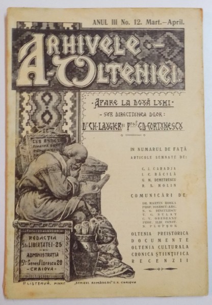 ARHIVELE OLTENIEI , SUB DIRECTIUNEA D-LOR DR. CH. LAUGIER , PROF. C.D. FORTUNESCU ANUL III , NR. 12 , MARTIE - APRILIE , 1924