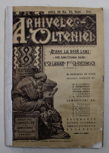 ARHIVELE OLTENIEI , SUB DIRECTIUNEA D-LOR DR. CH. LAUGIER , PROF. C.D. FORTUNESCU ANUL III , NR. 15 , SEPTEMBRIE - OCTOMBRIE , 1924