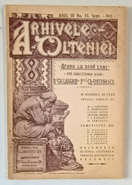 ARHIVELE OLTENIEI , SUB DIRECTIUNEA D-LOR DR. CH. LAUGIER , PROF. C.D. FORTUNESCU ANUL III , NR. 15 , SEPTEMBRIE - OCTOMBRIE , 1924