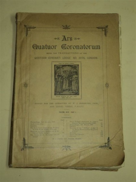 Ars Quatuor Coronatorum - being the transaction of the Quatuor Coronati Lodge of A. F. & A.M., London, No. 2076, vol. XLIV, 1931