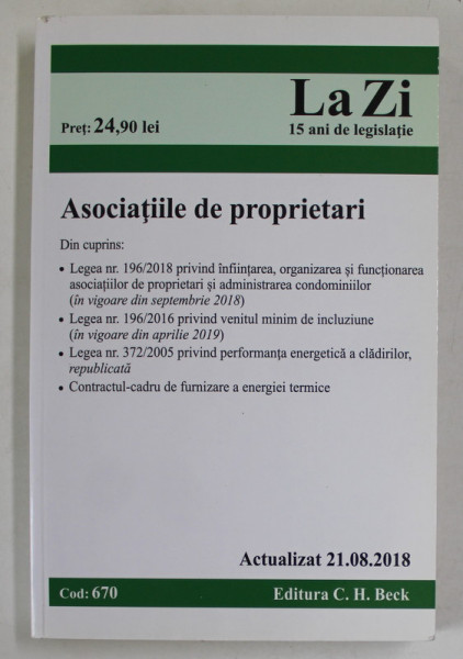 ASOCIATIILE DE PROPRIETARI , ACTUALIZAT 21.08.2018 , APARUTA 2018