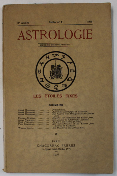ASTROLOGIE , ETUDES SCINETIFIQUES : LES ETOILES FIXES , REVISTA IN LIMBA FRANCEZA , No. 4 , 1936