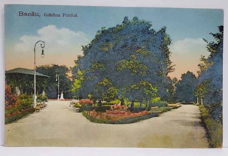 BACAU , GRADINA PUBLICA , CARTE POSTALA, INCEPUTUL SEC. XX