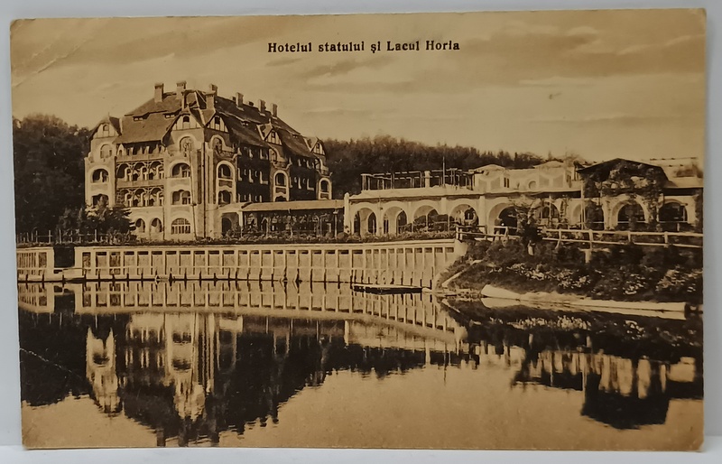 BAIA OCNA , SIBIU , HOTELUL STATULUI si LACUL HORIA , CARTE POSTALA ILUSTRATA , 1929