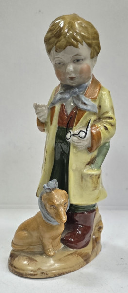 Baiat cu catel - Bibelou din portelan, Wagner &amp; Apel, Bertrand, Germania