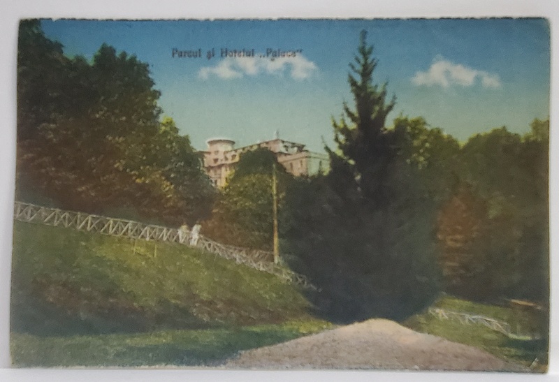 BAILE GOVORA , PARCUL SI HOTELUL '' PALACE '' , CARTE POSTALA , 1925