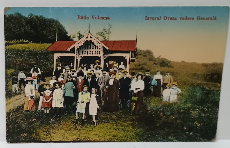 BAILE VULCANA , IZVORUL OVEZA , VEDERE GENERALA, CARTE POSTALA ILUSTRATA , 1919