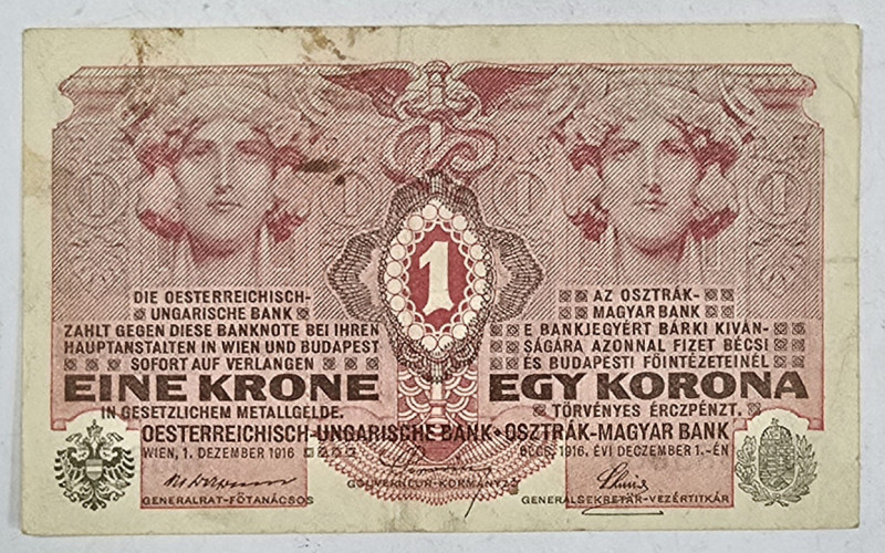 Bancnota 1 Coroana 1916, Austro Ungaria