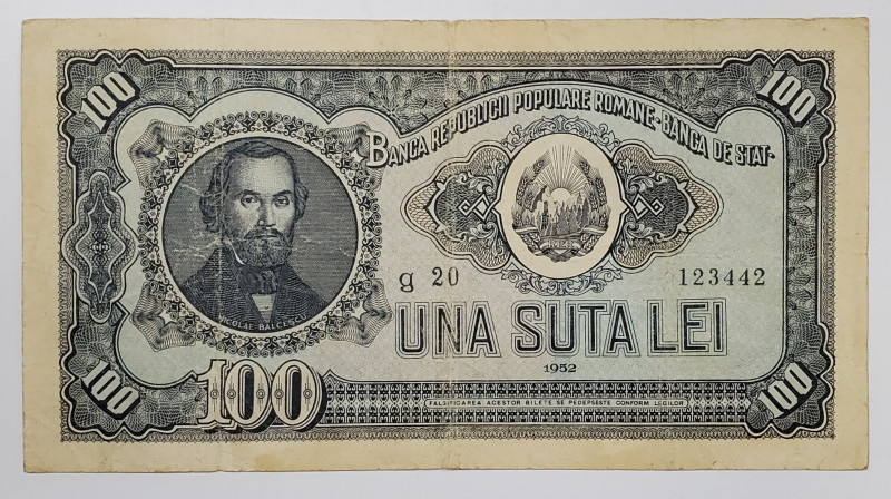 BANCNOTA ' UNA SUTA LEI ' , R.P.R. , 1952