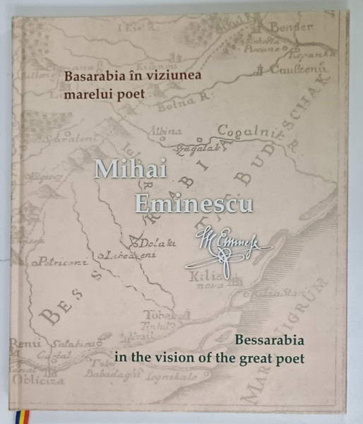 BASARABIA IN  VIZIUNEA MARELUI POET MIHAI EMINESCU , ALBUM FILATELIC , TEXT IN ROMANA SI ENGLEZA , ANII '2000 , LIPSA  TIMBRE !