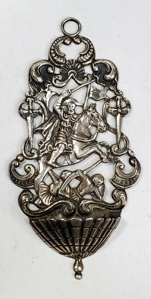 Beneditiera, Sfantul Gheorghe Ucigand Balaurul, Recipient din argint pentru apa sfintita, Secol XIX