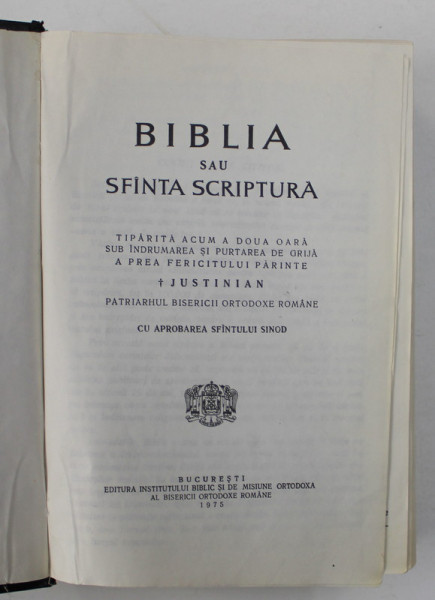 BIBLIA SAU SFINTA SCRIPTURA , 1975, COTOR REFACUT