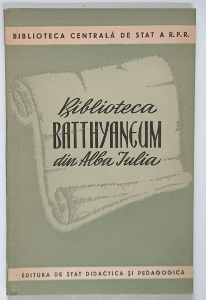 BIBLIOTECA BATTHYANEUM DIN ALBA IULIA , 1957