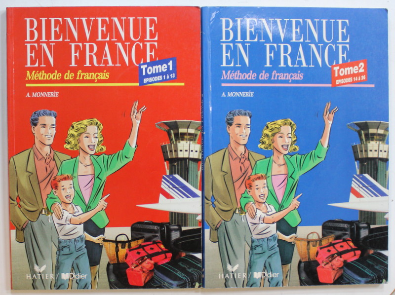 BIENVENUE EN FRANCE , METHODE DE FRANCAIS par A. MONNERIE , DEX VOLUMES , 1991
