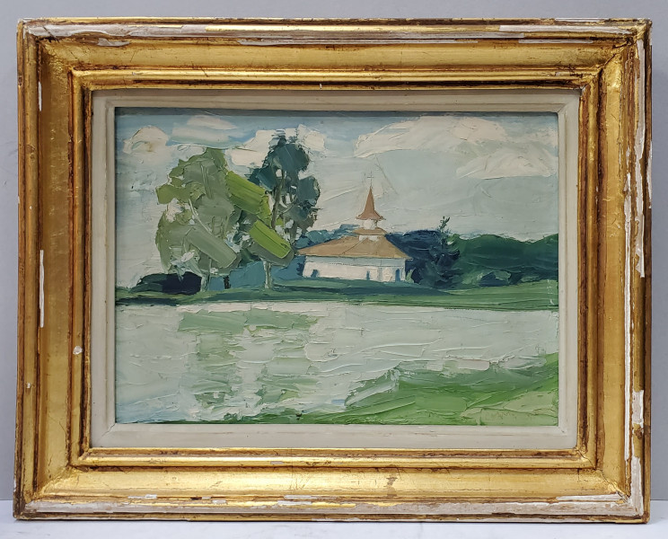 Biserica pe malul lacului - Semnat indescifrabil