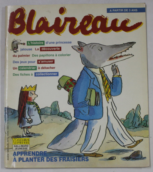 BLAIREAU , MENSUEL no. 72 , MARS 1994 , REVISTA PENTRU COPII CU TEXT IN LIMBA FRANCEZA