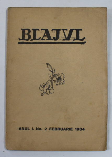 BLAJUL - REVISTA DE CULTURA , ANUL I , NR. 2 , FEBRUARIE , 1934