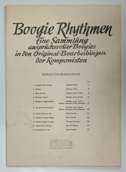 BOOGIE RHYTHMEN , CONTINE 11 PIESE , PARTITURI , 1943