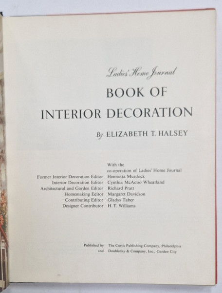 BOOK OF INTERIOR DECORATION by ELIZABETH T. HALSEY , 1957