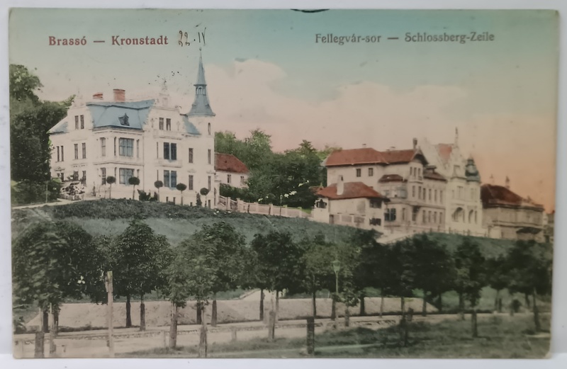 BRASOV  , SCHLOSSBERG - ZEILE , CARTE POSTALA ILUSTRATA , DATATA 1914