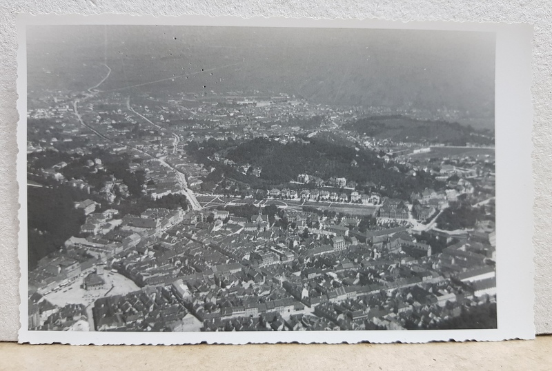 BRASOVUL VAZUT DE PE TAMPA , FOTOGRAFIE TIP CARTE POSTALA , STUDIO KLEIN , BRAILA , MONOCROMA, NECIRCULATA , DATATA 1933